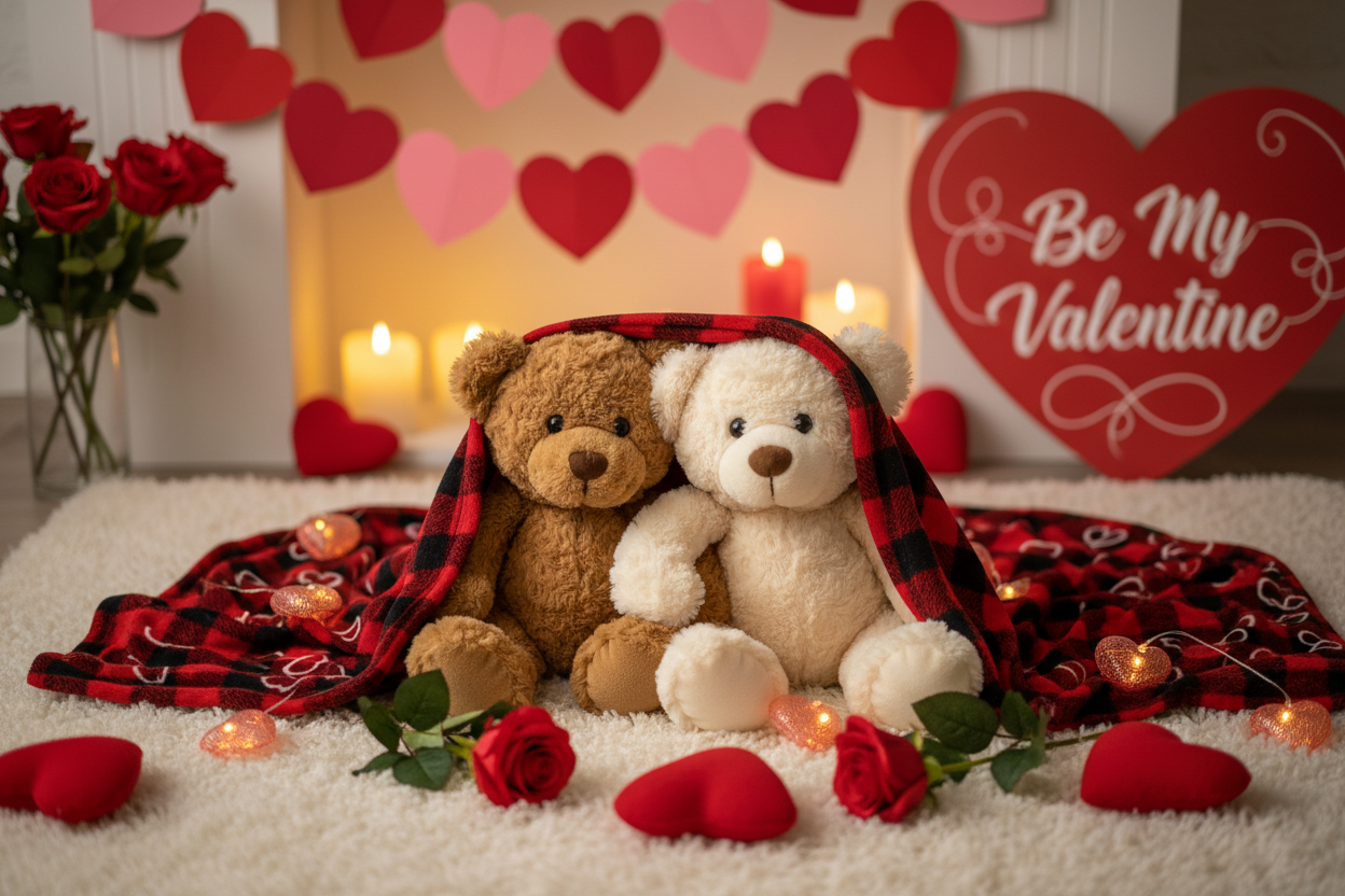 fait  des beau nounouse avec des plaide en rouge mode saint valentin